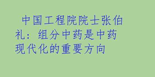 中国工程院院士张伯礼: 组分中药是中药现代化的重要方向