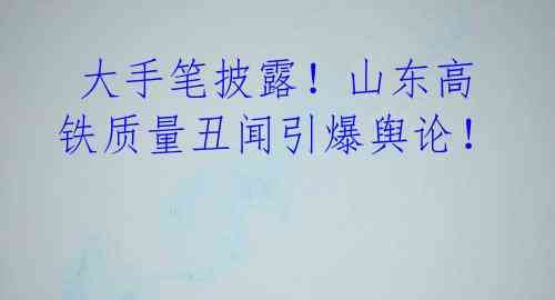 大手笔披露!山东高铁质量丑闻引爆舆论!