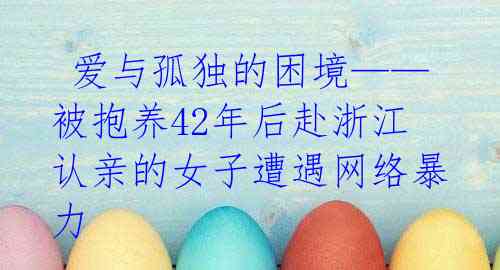 爱与孤独的困境——被抱养42年后赴浙江认亲的女子遭遇网络暴力