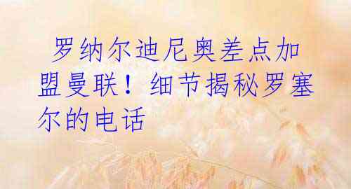 罗纳尔迪尼奥差点加盟曼联!细节揭秘罗塞尔的电话