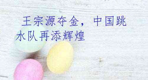 王宗源夺金,中国跳水队再添辉煌