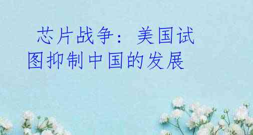 芯片战争: 美国试图抑制中国的发展