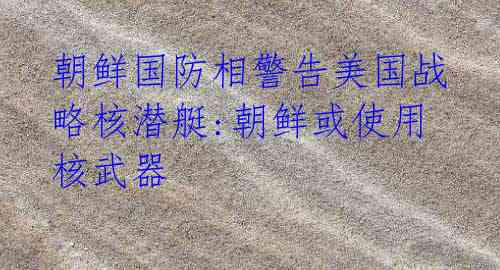 朝鲜国防相警告美国战略核潜艇:朝鲜或使用核武器