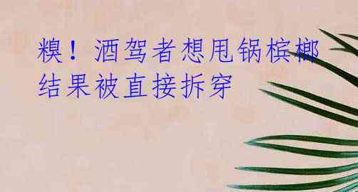 糗!酒驾者想甩锅槟榔 结果被直接拆穿