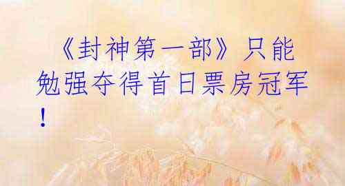  《封神第一部》只能勉强夺得首日票房冠军！ 