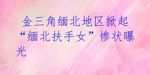 金三角缅北地区掀起“缅北扶手女”惨状曝光