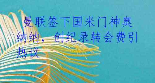 曼联签下国米门神奥纳纳,创纪录转会费引热议