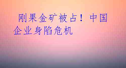  刚果金矿被占！中国企业身陷危机 