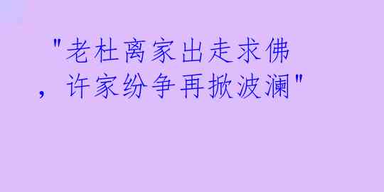  "老杜离家出走求佛，许家纷争再掀波澜" 