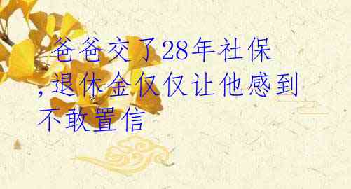  爸爸交了28年社保,退休金仅仅让他感到不敢置信 