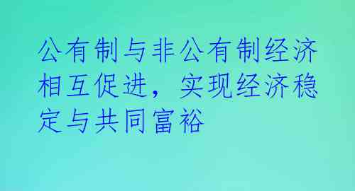 公有制与非公有制经济相互促进，实现经济稳定与共同富裕 