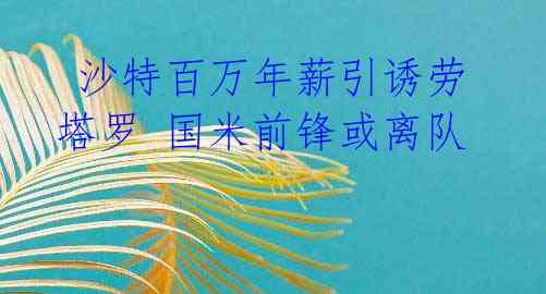 沙特百万年薪引诱劳塔罗 国米前锋或离队