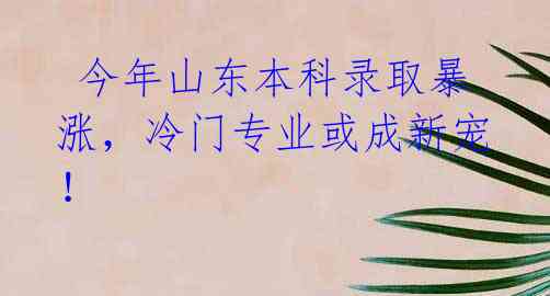 今年山东本科录取暴涨,冷门专业或成新宠!