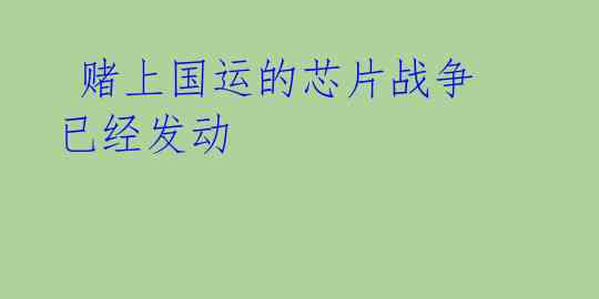 赌上国运的芯片战争已经发动