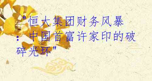 "恒大集团财务风暴:中国首富许家印的破碎光环"