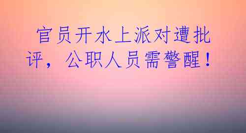 官员开水上派对遭批评,公职人员需警醒!
