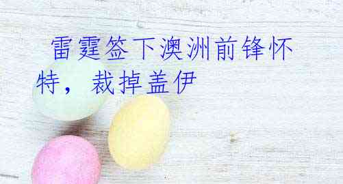 雷霆签下澳洲前锋怀特,裁掉盖伊