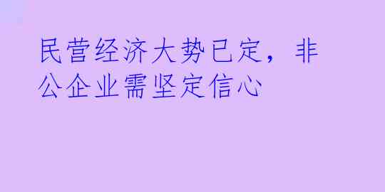 民营经济大势已定,非公企业需坚定信心