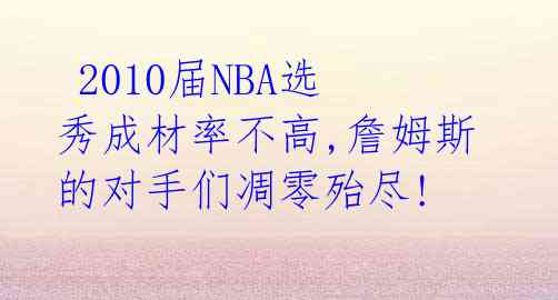  2010届NBA选秀成材率不高,詹姆斯的对手们凋零殆尽! 