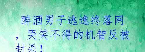  醉酒男子逃逸终落网，哭笑不得的机智反被封杀！ 