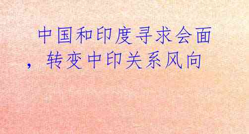 中国和印度寻求会面,转变中印关系风向