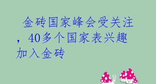  金砖国家峰会受关注，40多个国家表兴趣加入金砖 