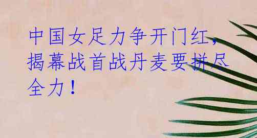 中国女足力争开门红,揭幕战首战丹麦要拼尽全力!
