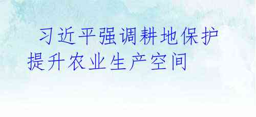  习近平强调耕地保护 提升农业生产空间 