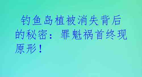 钓鱼岛植被消失背后的秘密:罪魁祸首终现原形!