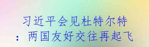 习近平会见杜特尔特:两国友好交往再起飞