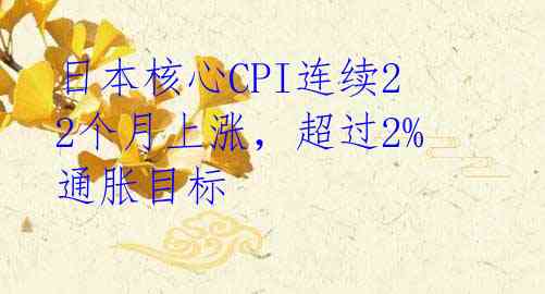 日本核心CPI连续22个月上涨，超过2%通胀目标 