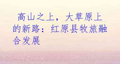 高山之上,大草原上的新路:红原县牧旅融合发展