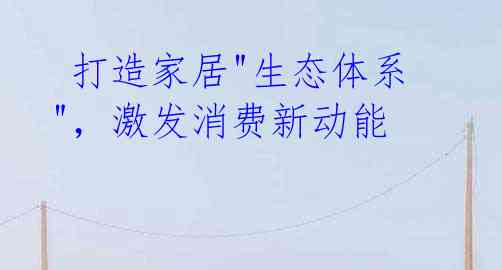 打造家居"生态体系",激发消费新动能