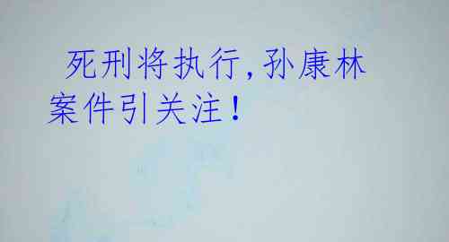 死刑将执行,孙康林案件引关注!