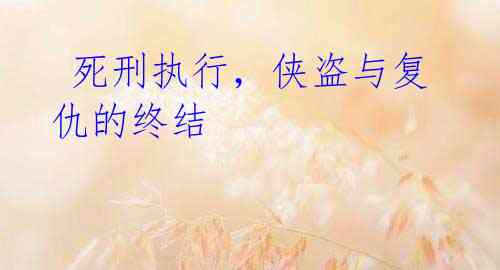 死刑执行,侠盗与复仇的终结