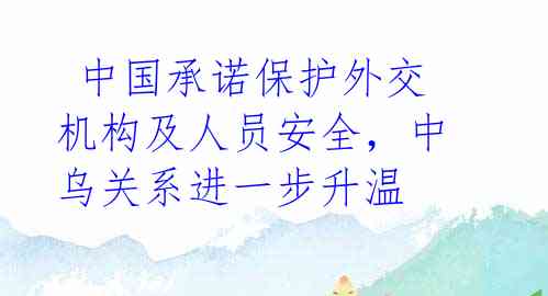 中国承诺保护外交机构及人员安全,中乌关系进一步升温