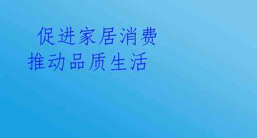 促进家居消费 推动品质生活