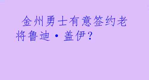 金州勇士有意签约老将鲁迪·盖伊?