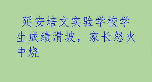 延安培文实验学校学生成绩滑坡,家长怒火中烧