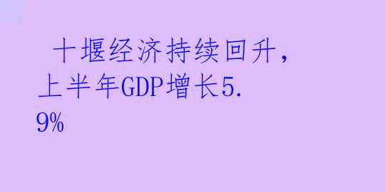  十堰经济持续回升，上半年GDP增长5.9% 