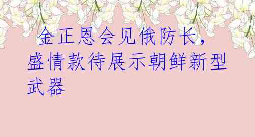 金正恩会见俄防长,盛情款待展示朝鲜新型武器
