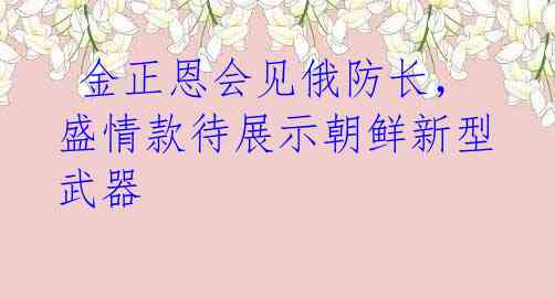  金正恩会见俄防长，盛情款待展示朝鲜新型武器 