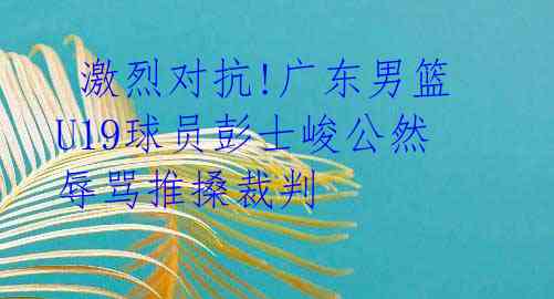 激烈对抗!广东男篮U19球员彭士峻公然辱骂推搡裁判
