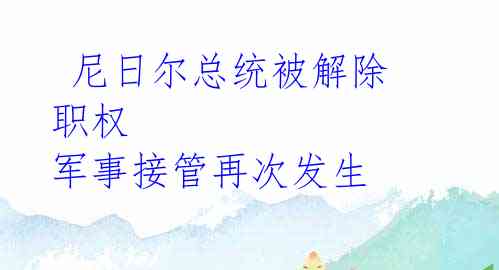 尼日尔总统被解除职权 军事接管再次发生