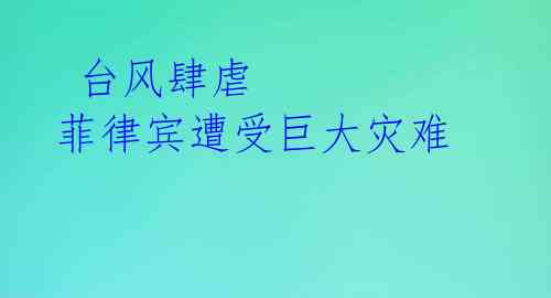 台风肆虐 菲律宾遭受巨大灾难