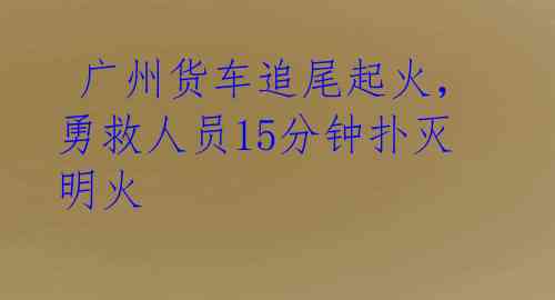  广州货车追尾起火，勇救人员15分钟扑灭明火 