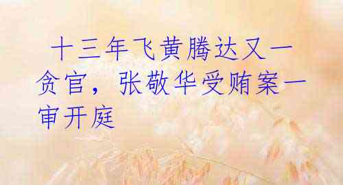 十三年飞黄腾达又一贪官,张敬华受贿案一审开庭
