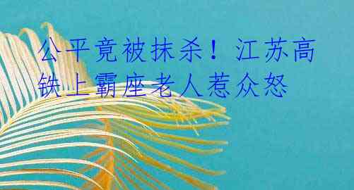 公平竟被抹杀!江苏高铁上霸座老人惹众怒