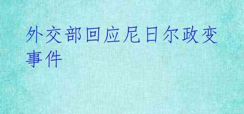 外交部回应尼日尔政变事件