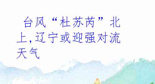 台风“杜苏芮”北上,辽宁或迎强对流天气